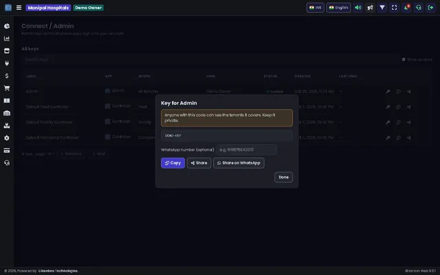 Admin key window