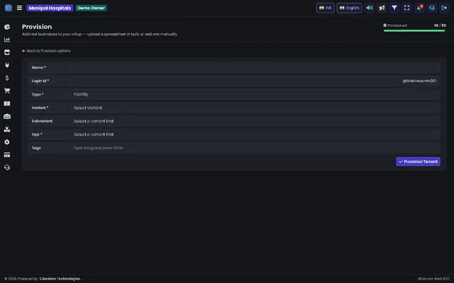 Provision Add New Manually form