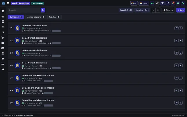 Suppliers page