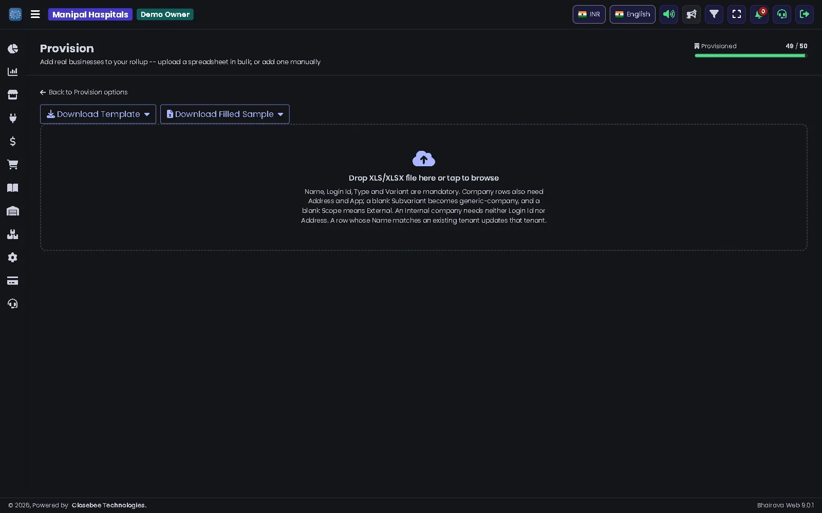 Provision by XLS page