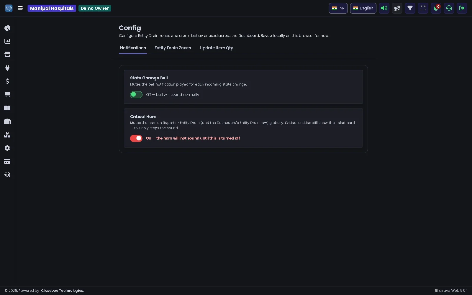 Config page