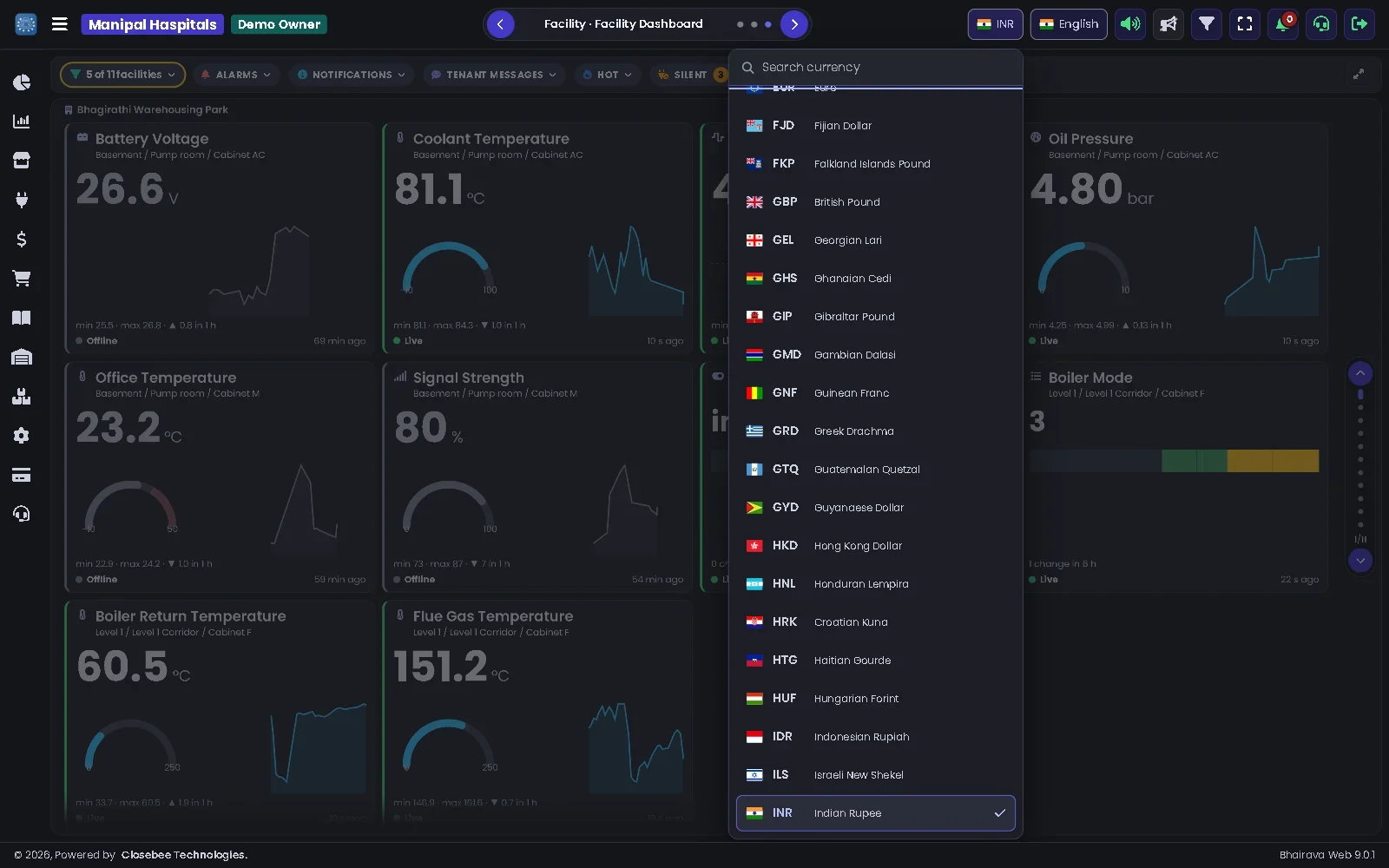 Display currency picker open